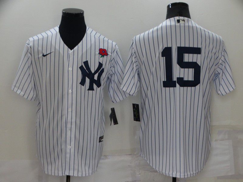 Men New York Yankees #15 No Name White Strip Game 2022 Nike MLB Jersey